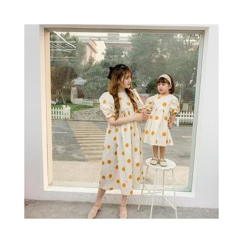 Family Look 2021 Spring Summer New Mother and Daughter Dress Kids Dresses for Girls Baby Girl Polka Dot Print Dress Baby Clothes