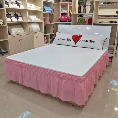 Fashion Solid Colors Elastic Band Pleated Bed Skirt For Home Hotel Bedroom Bed Side Decoration Protective Bedding Home Textile