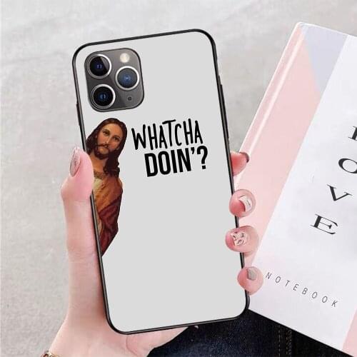 Jesus is Watching Meme soft TPU border phone case for iphone 11PRO 11PROMAX 11 X XS XR XSMAX 6 plus 7 7plus 8 8plus cover
