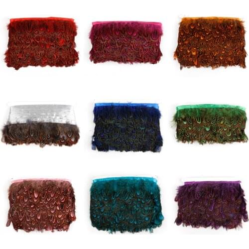 1 Meter Natural Pheasant Feather 2-3inch Dyed Color Rooster Feather Trim Fringe Ribbon DIY Wedding Decoration Crafts