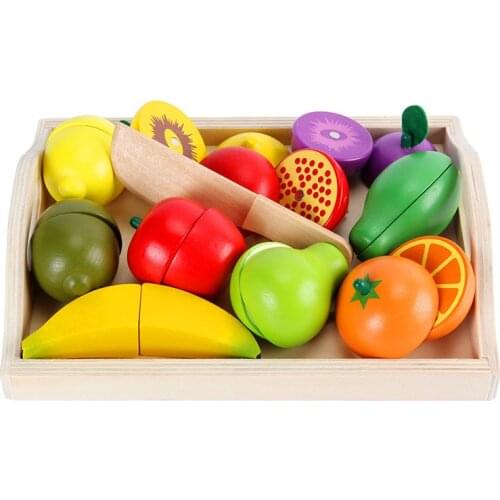 NEW Baby Toys Educational Cutting Set Fruits/ Vegetable/Dessert Wooden Toys Play Food Kitchen Children Play House Birthday Gift