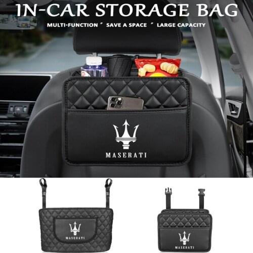 Car Seat Back Organizer Storage Bag Interior Parts Leather Bag Car Accessorie For Maserati Ghibli GranTurismo Quattroporte MC20