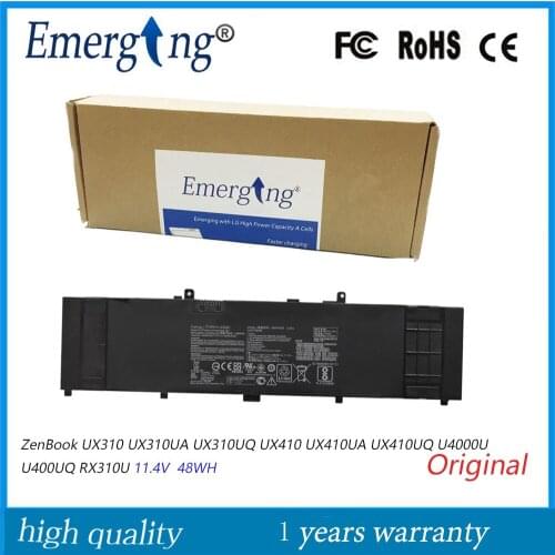 11.4V 48Wh Original Laptop Battery B31N1535 for ASUS ZenBook UX310 UX310UA UX310UQ UX410 UX410UA UX410UQ U4000U U400UQ RX310U