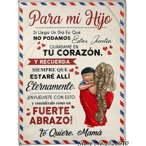 Throw blanket Letter PAPA MI HIJA 3D Velvet Plush Blanket Bedspread For Kids Girls Sherpa Blanket Couch Quilt Cover Travel 26