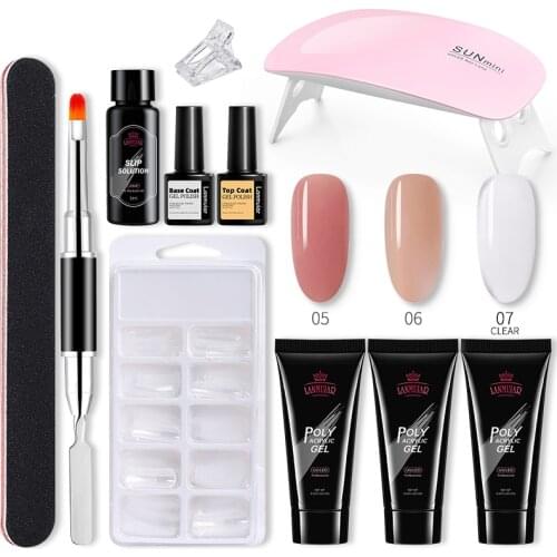Poly UV Gel Set Nail Gel Kit 15ml Crystal Builder Clear Colors Gel with Lamp Gel Nail Polish For Nail Extensions Set