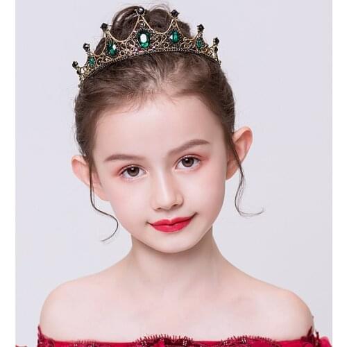 Baroque Vintage Purple Retro headdress green blue childrens show crown queen birthday super fairy dress accessories alloy crown