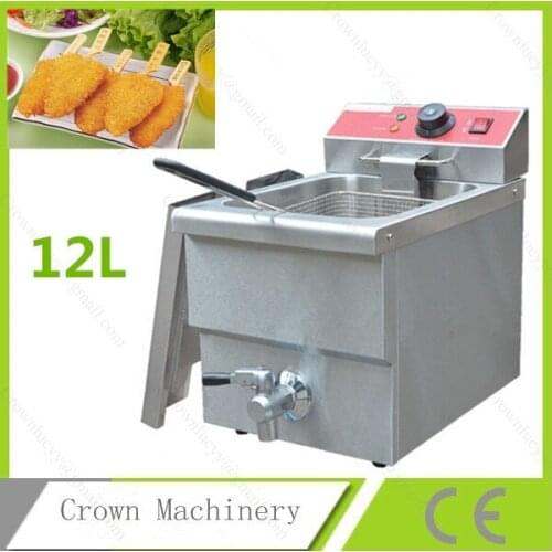 Luxury 220V 12L Single Tank Stainless Steel commercial counter top Electric fryer with basket and oil valve