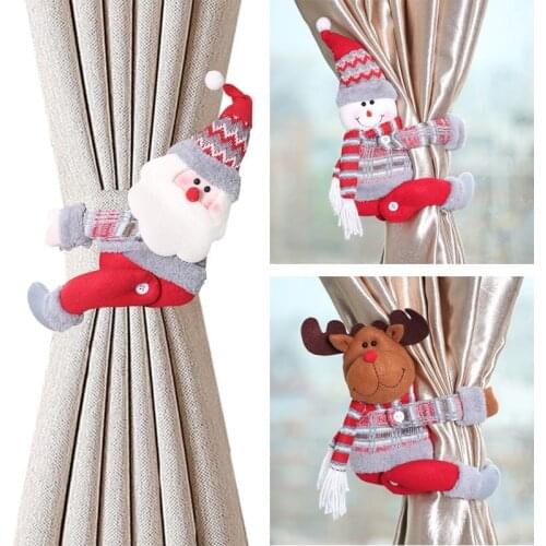 Christmas Doll Curtain Buckle Santa Claus Elk Snowman Button For Home Curtain Decor New Year Xmas Party Ornaments Navidad Gifts