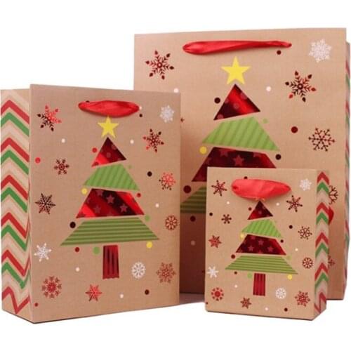 Christmas Gift Bag Packaging Candy Cookie Nougat Packing Bags For Home New Year Xmas Santa Presents Decorations