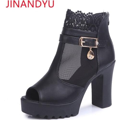 Summer Women Shoes High Heels Platform Sandals White Heels Women Sandals Peep Toe Leather Casual Shoes Woman Black Sandals