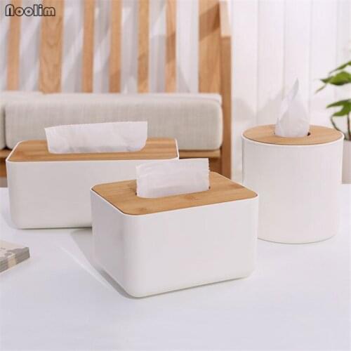 NOOLIMRemovable Tissue Roll Paper Wooden Tissue Box Home Bathroom Car Tissue Box Container Towel Napkin Log Tissue Holder