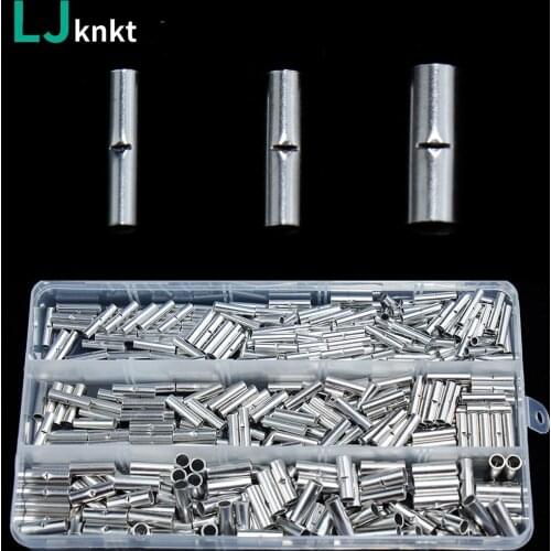 DIY Electrical Repair Butt Wire Connector Copper Tinned Splice Crimp Terminal Sleeve Bare Terminals Non-Insulated Cable