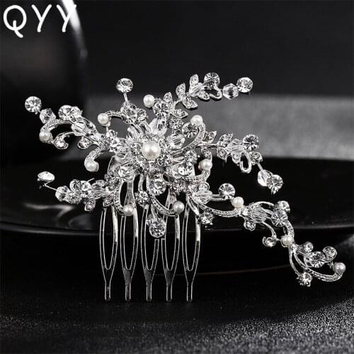 QYY 2019 Rhinestones for Hair Comb Bridal Fashion Jewelry Wedding Hair Combs Hair Accessories Clips Bridal Headpiece for Women