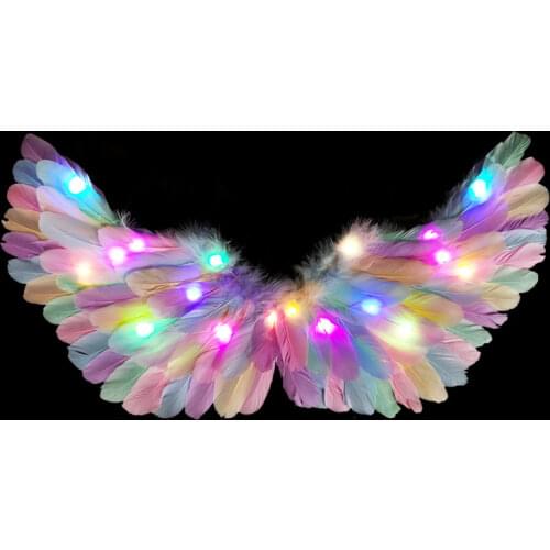 Glowing Light Up Feather Wings Blinking Angel Elf Girl Women Costume Birthday Gift Stage Performance Props Wedding Party Decor