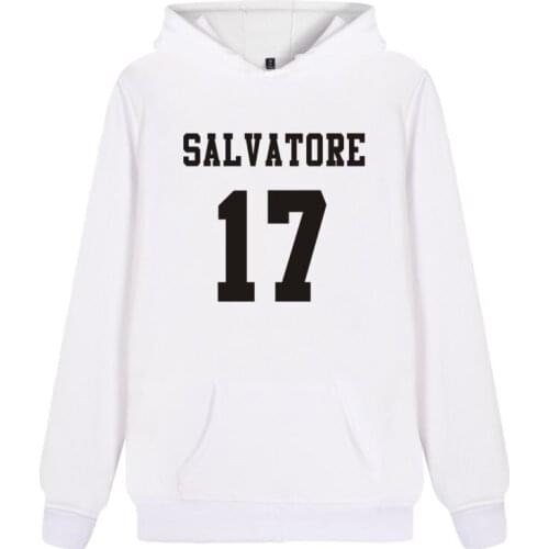 New Salvatore 17 Vampire Diaries Mystic Falls Timberwolves Hoody Sweatshirts Print Salvatore 17 Male Fashion Pullover Clothes