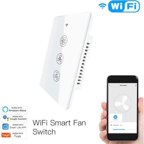 Tuya WiFi RF433 Smart Ceiling Fan Switch 3 Way Smart Home Fan Smart Switch Smart Life App Control Work with Alexa Google Home