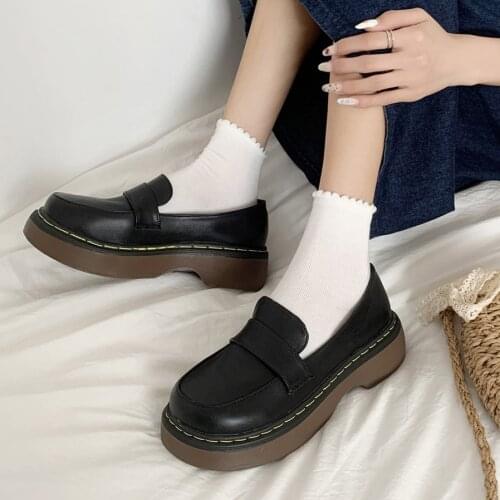 Women girl Uniform Shoes Uwabaki Japanese JK Round Toe Women Girls School Students Lolita Black Brown Cosplay Shoes Rubber Sole