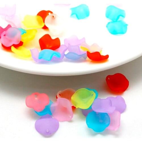 High Quality Wholesale Fashion Mixed Flower Frosted Acrylic Spacer Beads Caps For DIY Fashion Jewelry Necklace Bracelet
