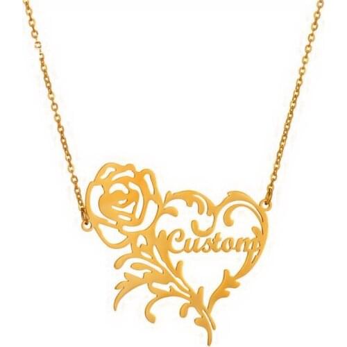 Boho Jewelry Personalized Name Rose Flowers Necklace For Women Custom Name Choker Necklace Wedding Gift Gold Ketting Colliers