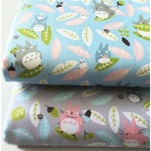 160cm Width Funny Blue Grey Cartoon Totoro Printed 100% Cotton Fabric Patchwork DIY Material For Bedding Sheets Baby Playing
