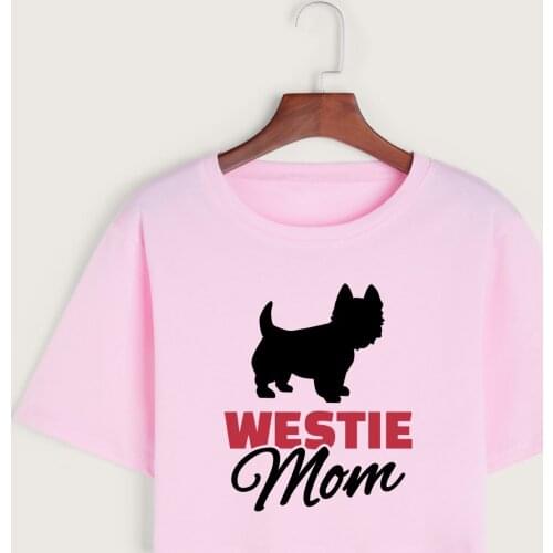 Westie Mom Mama Womens Crop Shirt Cropped T-Shirt Crop Top Tee Summer Short Sleeve Cotton Tops Female Girls Graphic T-Shirts