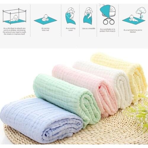 1Pc 6 Layers Cotton Baby Receiving Blanket Infant Kids Swaddle Wrap Blanket Sleeping Warm Quilt Bed Cover Muslin Baby Blanket