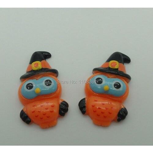 1pcs/lot resin flat back Halloween orange owl 31mm Cabochons Scrapbooking Hair Bow Center DIY Christmas decration C104-5