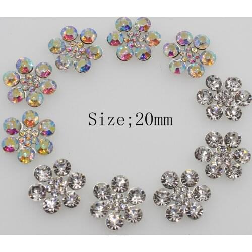 New 10pcs 20mm round silver metal Buttons Diamante rhinestone button DIY for Wedding Decoratio flat back Clothing buttons
