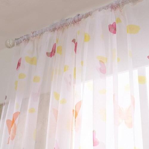 100*200 Butterflies Voile Curtains Divider Drape Panel Sheer Romantic Tulle Decoration Living Room Bedroom Kitchen Curtain