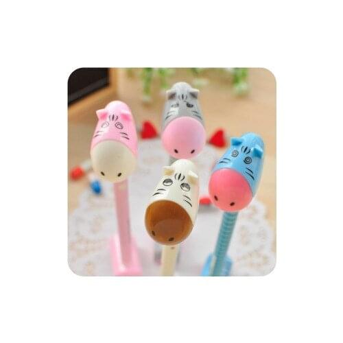 12 Pcs Cartoon Stationery Can Stand Expression Animal Hippo Ballpoint Pen Learning Stationery Office Supplies Wholesale