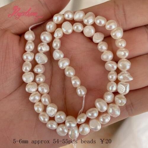 5-7mm White Freeform Freshwater Pearl Natural Stone Beads For DIY Necklace Bracelat Jewelry Making Loose Strand 14"Free Shipping