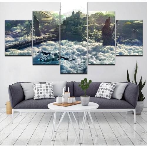 5 panel Wall Art Canvas Picture Sci-fi planet concept illustration Poster Modern Home Wall Decor Custom Print on Canvas Artwork