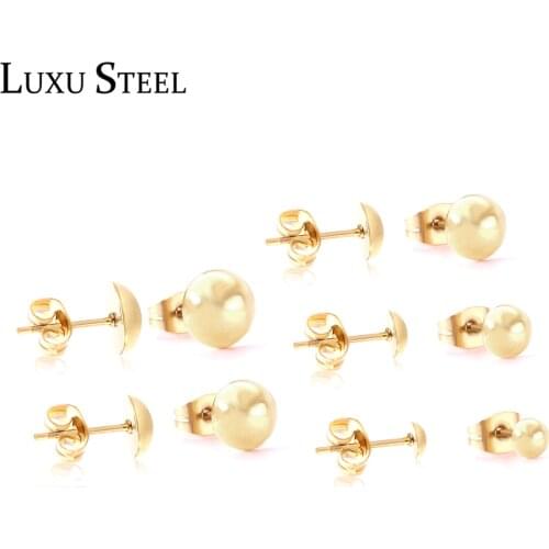 LUXUSTEEL 2020 Earings 5pairs lots Stainless Steel Steel ball semicircle Earring Sets Collier Anti-allergy Earrings Brinco Party