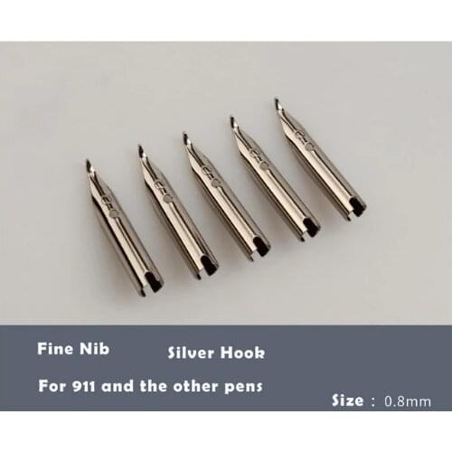 5PCS 0.38MM Extra Fine or Calligraphy Bent 0.8mm Fountain Pen Sliver Nib for Jinhao 911/9009/126/51A
