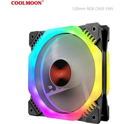 Coolmoon Ark Ⅱ Computer Case Fan 12cm Desktop Computer RGB Magic Color Double Ring Octagonal Color Changing Fan