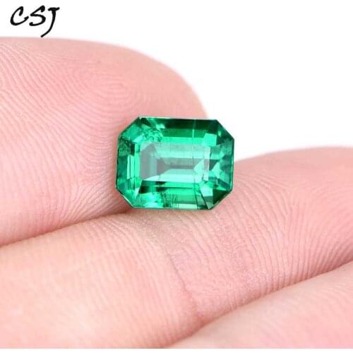 CSJ Lab Created Colombia Emerald "CCE" Loose Gemstone for Ring Fine Jewelry