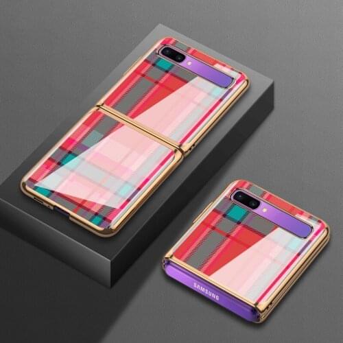For Samsung zflip electroplating mobile phone case f700n protective case 5g folding f7070 glass case f7000 womens fashion