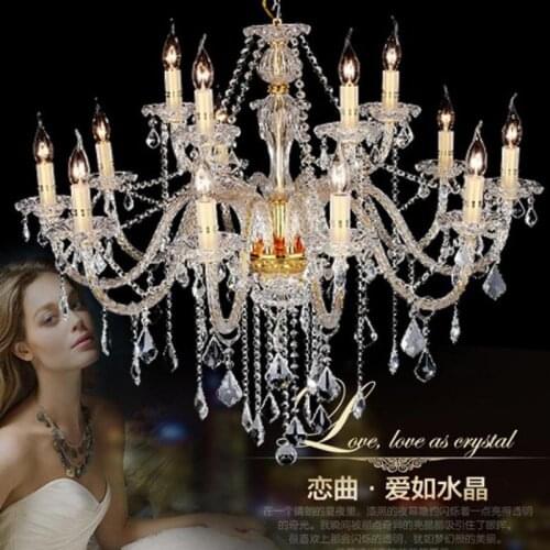 Home deco Maple crystal pendant chandeliers for dining room sconce vintage 12-15 pcs led candle chandelier Bar kitchen lamparas