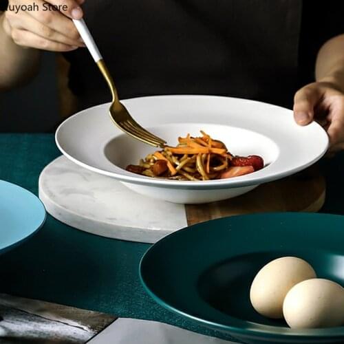 European Style Household Straw Hat Plate Creative Matte Western Dinner Plate Round Ceramic Tableware Plate Kitchen Utensils
