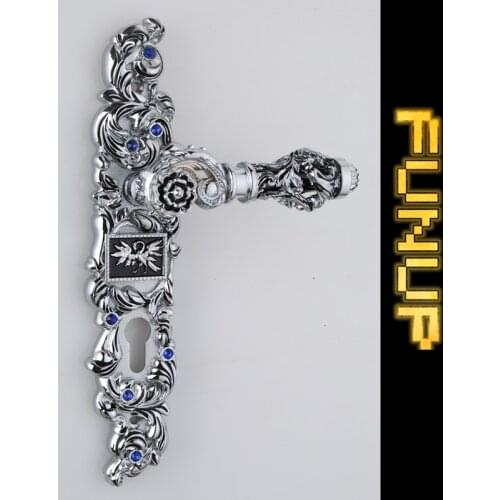 CHROME PLATED FANCY ZINC ALLOY DOOR LOCK HANDLE FOR WOODEN DOOR