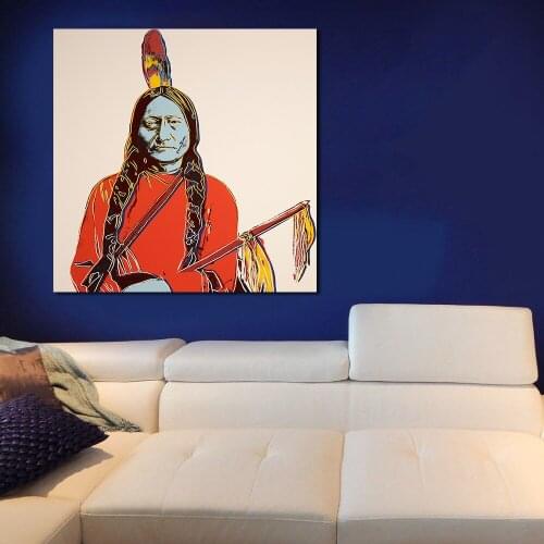 JQHYART Sitting Bull And Lndian 1986 by Andy Warhol Art Prints On Canvas For Living Room Home Decoration No Framed