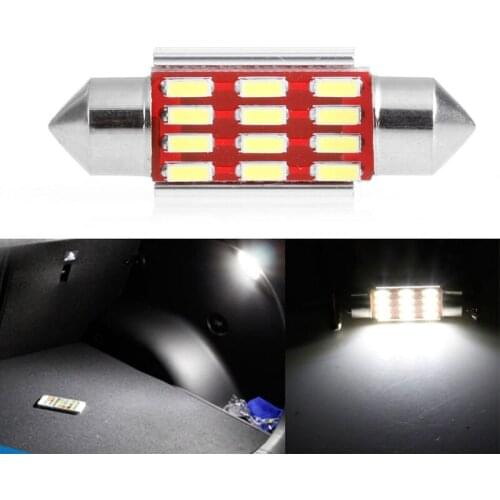 JX-LCLYL 2pcs 36mm C5W 4014 12LED Canbus Car Festoon Dome Light License Plate Lamp