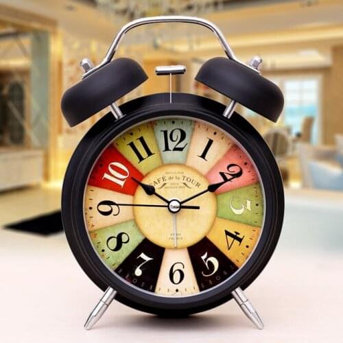 Classic Alarm Clock Stainless Steel With Night Light Alarm Clock Fashion Men Women Kids Childrens Room Hour Quartz Clock E11110
