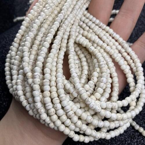 Round Natural Stone Beads White Turquoises Loose Stone Bead for Bracelet Necklace Jewelry Making DIY Size 3mm/4mm/6mm/8mm/10mm