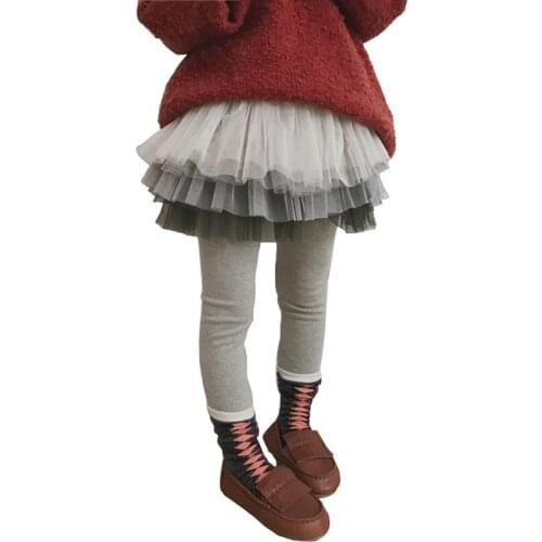 2018 New Autumn Girls Leggings With TUTU Skirts Gradient yarn Cake Skirt-Leggings Cotton Mesh Kids Skirt-pants 2-9Y RT095