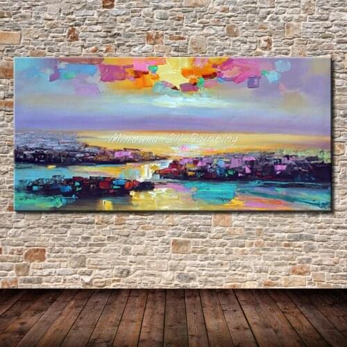 Mintura Art Hand Painted Abstract Landscape Oil Paintings on Canvas Modern Wall Pictures For Living Room Bedroom Wall Decoration