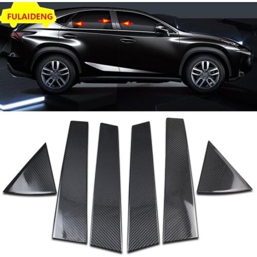 6pcs For Lexus NX200 NX200t NX300h 2015-2020 Carbon Fiber Door B,C Pillar Plate Molding cover trim Car Styling Accessories