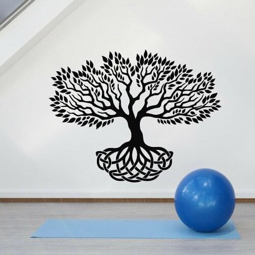 Abstract Tree Wall Decal Nature Leaves Roots Vinyl Window Stickers Yoga Meditation Room Bedroom Home Decoration Wallpaper E138