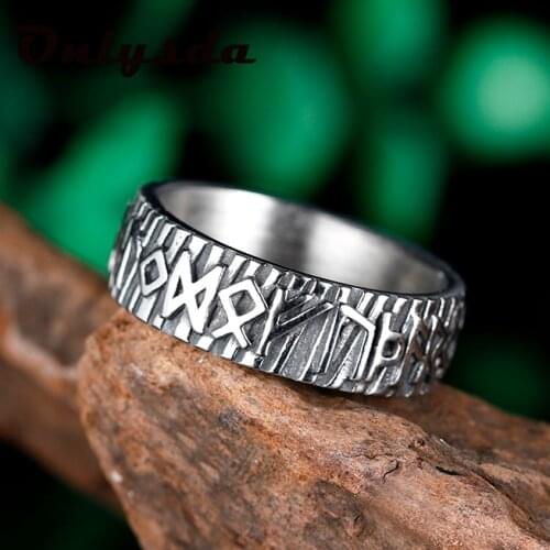 Stainless Steel Free Shipping Vintage Rvs Odin Noorse Viking Amulet Rune Mannen Ring Mode Woorden Retro Sieraden Couple Aneis