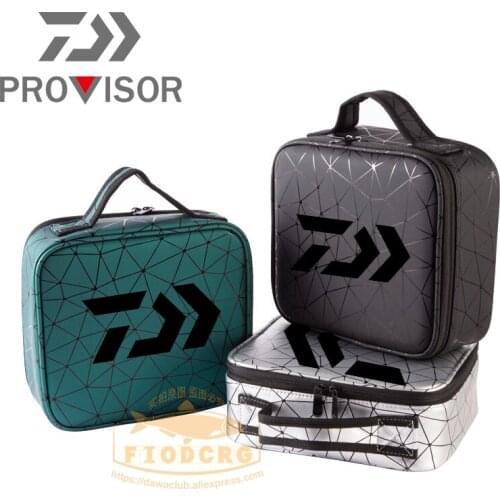 2022 New Daiwa Professional Fishing Box Waterproof Partition Bags Men Large-capacity Rhombic PU Storage Box